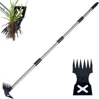 Handunkrautstecher mit 152 cm (60 Zoll) langem Stiel, 2-in-1: Unkrautrechen und Gartenhacke in einem. Robustes Werkzeug zum Entfernen von Unkraut in von ENOWELIR