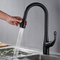 Mattschwarzer Einhebel-Küchenspülenhahn mit Power Boost und Reflex-Dockingsystem, schwarzer Küchenhahn mit ausziehbarer Brause von ENOWELIR