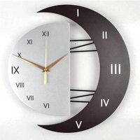 Moderne, geräuschlose Wanduhr im kreativen Mondform-Design, Küchenuhr, dekorative Uhr für von ENOWELIR