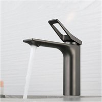 Moderne Badezimmer Waschbecken Wasserhahn Chrom Schwarz & Grau Einhebel-Waschtischmischer Wasserhahn Warmes und kaltes Wasser (Farbegrau) von ENOWELIR