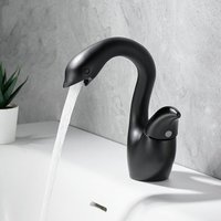 Moderner Waschbeckenhahn – Einhebel-Mischbatterie mit 1 Loch in Mattschwarz – Warm- und Kaltwasser – Minimalistisches Design für das Badezimmer von ENOWELIR