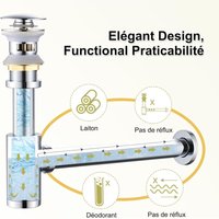 Pop-up-Waschbeckenablauf mit verstellbarem G1/4-Gewindesiphon, mit Überlauf und Geruchsschutz, Komplettset für die Badrenovierung - Silberchrom Pop-up-Waschbeckenablauf mit verstellbarem G1/4-Gewindesiphon, mit Überlauf und Geruchsschutz, Komplettset für die Badrenovierung - Silberchrom von ENOWELIR