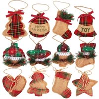 Rustikaler Weihnachtsbaumschmuck, Weihnachtsbaumdekorationen, Landhaus-Weihnachtsbaumschmuck, Jute-Weihnachtsbaumschmuck mit trendigem rot-grünem Rustikaler Weihnachtsbaumschmuck, Weihnachtsbaumdekorationen, Landhaus-Weihnachtsbaumschmuck, Jute-Weihnachtsbaumschmuck mit trendigem rot-grünem von ENOWELIR