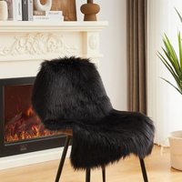 Schwarzer, weicher Teppich aus Kunstschaffell, 60 x 90, hypoallergen, für Schlafzimmer, Sofa, Büro, trendige Einrichtung Schwarzer, weicher Teppich aus Kunstschaffell, 60 x 90, hypoallergen, für Schlafzimmer, Sofa, Büro, trendige Einrichtung von ENOWELIR