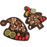 Set aus 2 hölzernen Servierplatten in Form von Weihnachtsbäumen und -hüten – Servierbretter für Wurstwaren, Käse, Speisen und Obst für die von ENOWELIR