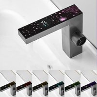 Smarte Spültischarmatur mit LED-Anzeige – Batterielose elektronische Mischbatterie (Antikalk-Messing) – Anzeige der Warm-/Kaltwassertemperatur – von ENOWELIR