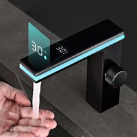 Smarter LED-Waschtischhahn – Elektronischer Mischbatterie mit digitaler Temperaturanzeige – Warm-/Kaltwasser – Modernes Design fürs Badezimmer (inkl. Smarter LED-Waschtischhahn – Elektronischer Mischbatterie mit digitaler Temperaturanzeige – Warm-/Kaltwasser – Modernes Design fürs Badezimmer (inkl. von ENOWELIR