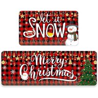 Weihnachts-Teppich mit Büffelkaromuster, Rot und Schwarz, 2er-Set, rutschfest, für Küche, Badezimmer, Tür, Eingang Weihnachts-Teppich mit Büffelkaromuster, Rot und Schwarz, 2er-Set, rutschfest, für Küche, Badezimmer, Tür, Eingang von ENOWELIR