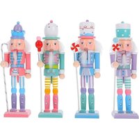 Weihnachtsdekorationsset „Nussknacker“: 4 hölzerne Nussknacker-Soldaten, 18 cm, bonbonfarbene Mini-Nussknackerfiguren, traditioneller Weihnachtsdekorationsset „Nussknacker“: 4 hölzerne Nussknacker-Soldaten, 18 cm, bonbonfarbene Mini-Nussknackerfiguren, traditioneller von ENOWELIR