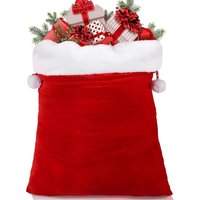 Weihnachtsmannsack, 50 x 70 cm, extragroßer Weihnachtsmann-Geschenkbeutel aus Samt, mit Plüsch-Geschenkbeutel mit Kordelzug, geeignet zum Verpacken von ENOWELIR