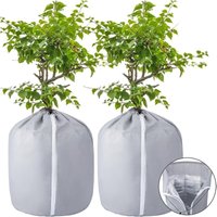 Winterschutz Blumentöpfe 2er Set Abdeckungen 50x45cm Frostbeständig mit Reißverschluss Kordelzug für Obstbäume im Freien - Grau von ENOWELIR