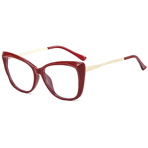 ENPAP Nette Katze Auge Lesebrille Frauen Müdigkeit Lindern Blau Licht Blockieren Computer Leser Brillen Flache Licht Spiegel (Color : Red, Size : +150) von ENPAP