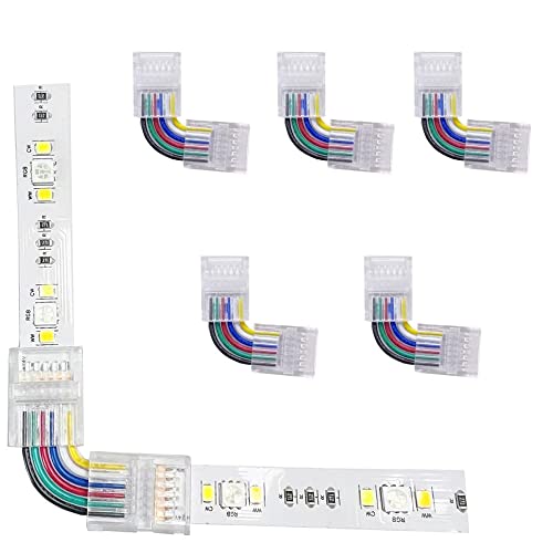 ENQIMAOYI 5 Stück 6 Pins L Shape Solderless Connector LED Strip Light, RGBWW 12 mm Right Angle Corner Solderless Connection for SMD 5050 RGBCCT LED Strip ENQIMAOYI 5 Stück 6 Pins L Shape Solderless Connector LED Strip Light, RGBWW 12 mm Right Angle Corner Solderless Connection for SMD 5050 RGBCCT LED Strip von ENQIMAOYI