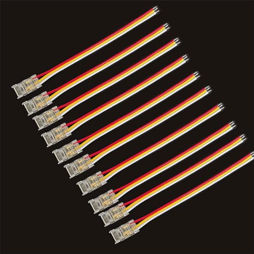 COB LED Streifen Verbinder 10 Stück 3 Pin Verbinder COB Verbinder Strip zu Draht Verbinder Transparent lötfreier Verbinder für 8mm CCT COB LED Streifen von ENQIMAOYI