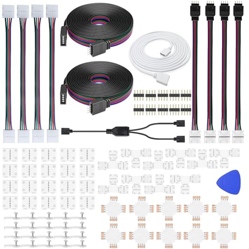 LED Strip Connector 4 Pin 8mm 3528 2835 RGB Rope Light Connector Kit T-Shape/Gapless Solderless Adapter,LED Extension Conductor Strip to Power Adaptor LED Strip Connector 4 Pin 8mm 3528 2835 RGB Rope Light Connector Kit T-Shape/Gapless Solderless Adapter,LED Extension Conductor Strip to Power Adaptor von ENQIMAOYI