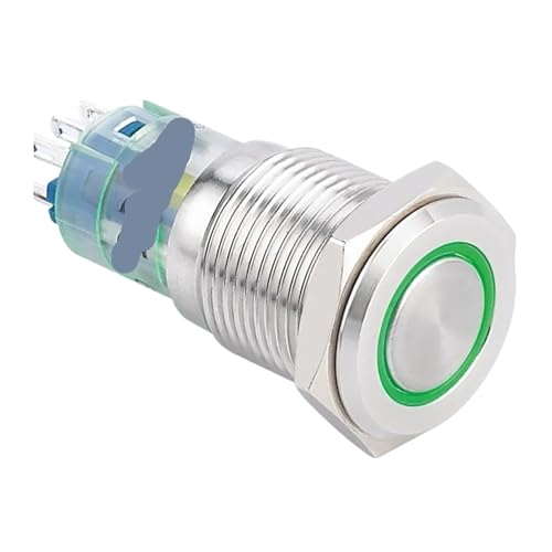 1 STÜCK 16mm Momentary Latch (2NO2NC) Drucktastenschalter(Green,LATCHING_24V) von ENRHQENK
