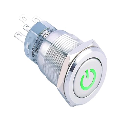 1 STÜCK Metalldruckschalter 16mm(Green,LATCHING_1NO1NC_220V) von ENRHQENK