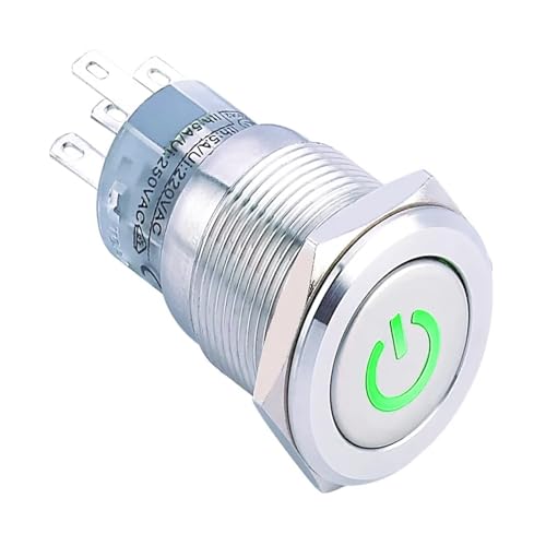 1 STÜCKE 16mm 12V Metallschalter Latch Button Ein/Aus(Green,6V) von ENRHQENK