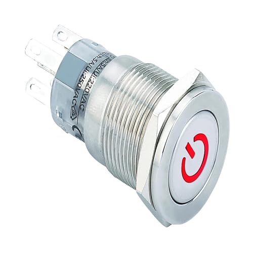 1 STÜCKE 16mm 12V Metallschalter Latch Button Ein/Aus(Red,110V) von ENRHQENK