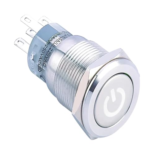 1 STÜCKE 16mm 12V Metallschalter Latch Button Ein/Aus(WHITE,24V) von ENRHQENK