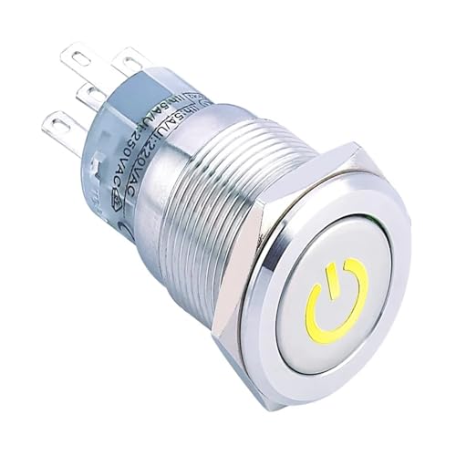 1 STÜCKE 16mm 12V Metallschalter Latch Button Ein/Aus(Yellow,220V) von ENRHQENK