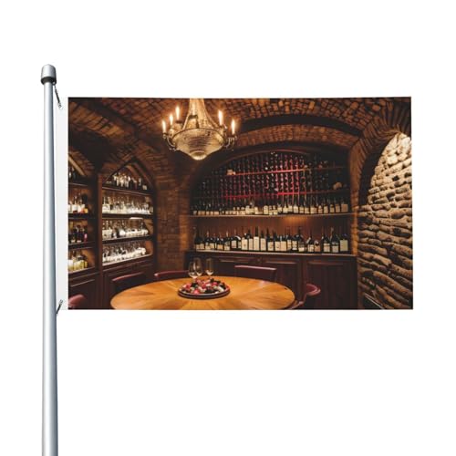 Rotweinkeller für den Innen- und Außenbereich, doppelseitig, Flagge, Garten, Hof, draußen, Banner, dekorative Größe 90 x 152 cm von ENRPTY