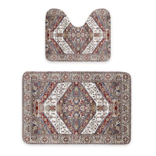 ENSFTF Bathroom Rugs Classic Bohemian Style Toilet Rugs U Shaped Set 2 Piece Extra Soft Flannel Contour Toilet Mats Absorbent Washable Mats 16"x20" and 24"*36" ENSFTF Bathroom Rugs Classic Bohemian Style Toilet Rugs U Shaped Set 2 Piece Extra Soft Flannel Contour Toilet Mats Absorbent Washable Mats 16"x20" and 24"*36" von ENSFTF