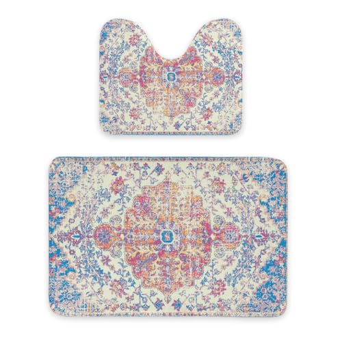 ENSFTF Bathroom Rugs Classic Bohemian Style Toilet Rugs U Shaped Set 2 Piece Extra Soft Flannel Contour Toilet Mats Absorbent Washable Mats 16"x20" and 24"*36" ENSFTF Bathroom Rugs Classic Bohemian Style Toilet Rugs U Shaped Set 2 Piece Extra Soft Flannel Contour Toilet Mats Absorbent Washable Mats 16"x20" and 24"*36" von ENSFTF