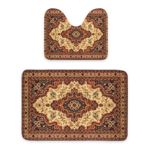 ENSFTF Bathroom Rugs Classic Bohemian Style Toilet Rugs U Shaped Set 2 Piece Extra Soft Flannel Contour Toilet Mats Absorbent Washable Mats 16"x20" and 24"*36" ENSFTF Bathroom Rugs Classic Bohemian Style Toilet Rugs U Shaped Set 2 Piece Extra Soft Flannel Contour Toilet Mats Absorbent Washable Mats 16"x20" and 24"*36" von ENSFTF