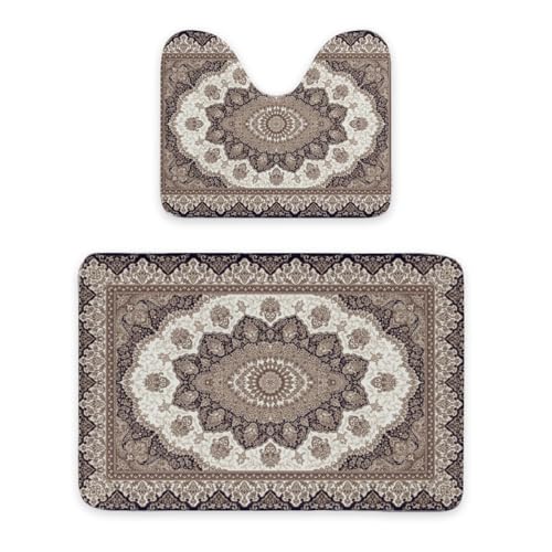 ENSFTF Bathroom Rugs Classic Bohemian Style Toilet Rugs U Shaped Set 2 Piece Extra Soft Flannel Contour Toilet Mats Absorbent Washable Mats 16"x20" and 24"*36" ENSFTF Bathroom Rugs Classic Bohemian Style Toilet Rugs U Shaped Set 2 Piece Extra Soft Flannel Contour Toilet Mats Absorbent Washable Mats 16"x20" and 24"*36" von ENSFTF