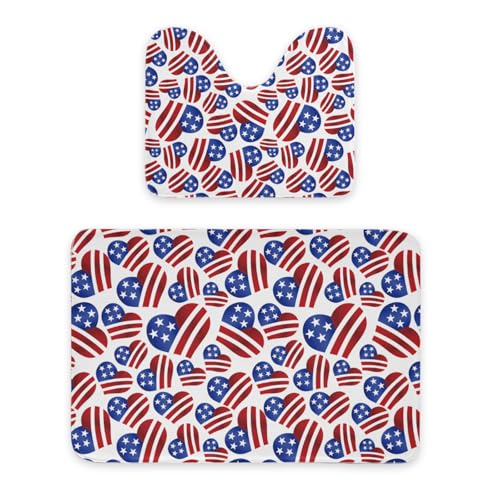 ENSFTF Bathroom Rugs Classic Heart Shape Pattern Toilet Rugs U Shaped Set 2 Piece Extra Soft Flannel Contour Toilet Mats Absorbent Washable Mats 16"x20" and 24"*36" von ENSFTF