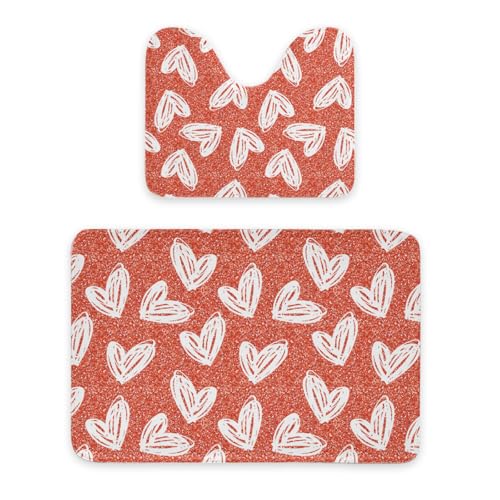 ENSFTF Bathroom Rugs Classic Heart Shape Pattern Toilet Rugs U Shaped Set 2 Piece Extra Soft Flannel Contour Toilet Mats Absorbent Washable Mats 16"x20" and 24"*36" ENSFTF Bathroom Rugs Classic Heart Shape Pattern Toilet Rugs U Shaped Set 2 Piece Extra Soft Flannel Contour Toilet Mats Absorbent Washable Mats 16"x20" and 24"*36" von ENSFTF