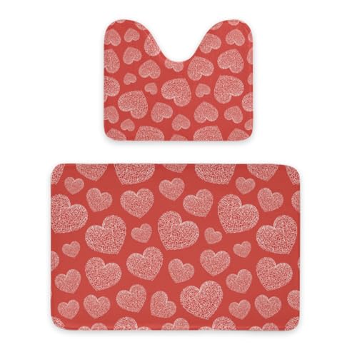 ENSFTF Bathroom Rugs Classic Heart Shape Pattern Toilet Rugs U Shaped Set 2 Piece Extra Soft Flannel Contour Toilet Mats Absorbent Washable Mats 16"x20" and 24"*36" ENSFTF Bathroom Rugs Classic Heart Shape Pattern Toilet Rugs U Shaped Set 2 Piece Extra Soft Flannel Contour Toilet Mats Absorbent Washable Mats 16"x20" and 24"*36" von ENSFTF