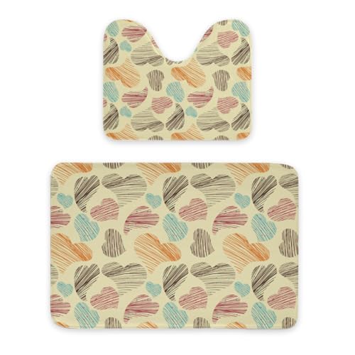 ENSFTF Bathroom Rugs Classic Heart Shape Pattern Toilet Rugs U Shaped Set 2 Piece Extra Soft Flannel Contour Toilet Mats Absorbent Washable Mats 16"x20" and 24"*36" ENSFTF Bathroom Rugs Classic Heart Shape Pattern Toilet Rugs U Shaped Set 2 Piece Extra Soft Flannel Contour Toilet Mats Absorbent Washable Mats 16"x20" and 24"*36" von ENSFTF
