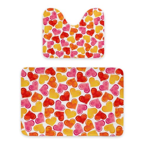 ENSFTF Bathroom Rugs Classic Heart Shape Pattern Toilet Rugs U Shaped Set 2 Piece Extra Soft Flannel Contour Toilet Mats Absorbent Washable Mats 16"x20" and 24"*36" ENSFTF Bathroom Rugs Classic Heart Shape Pattern Toilet Rugs U Shaped Set 2 Piece Extra Soft Flannel Contour Toilet Mats Absorbent Washable Mats 16"x20" and 24"*36" von ENSFTF