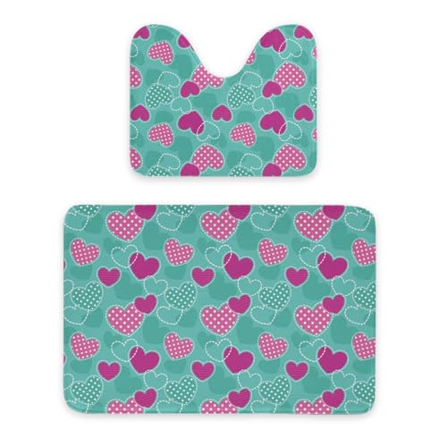 ENSFTF Bathroom Rugs Classic Heart Shape Pattern Toilet Rugs U Shaped Set 2 Piece Extra Soft Flannel Contour Toilet Mats Absorbent Washable Mats 16"x20" and 24"*36" ENSFTF Bathroom Rugs Classic Heart Shape Pattern Toilet Rugs U Shaped Set 2 Piece Extra Soft Flannel Contour Toilet Mats Absorbent Washable Mats 16"x20" and 24"*36" von ENSFTF