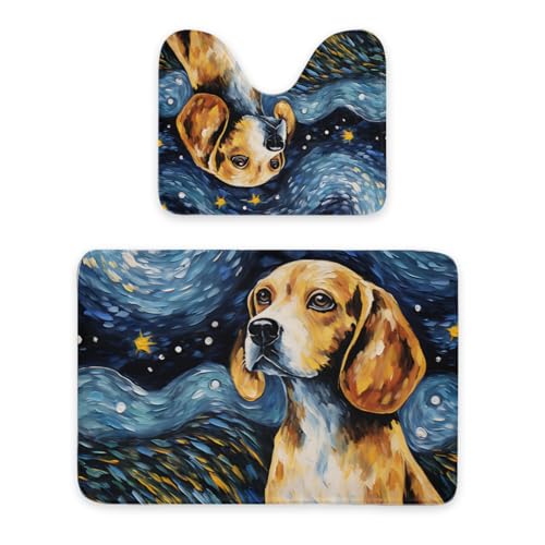 ENSFTF Bathroom Rugs Classic Oil Painting Dog Pattern Toilet Rugs U Shaped Set 2 Piece Extra Soft Flannel Contour Toilet Mats Absorbent Washable Mats 16"x20" and 24"*36" ENSFTF Bathroom Rugs Classic Oil Painting Dog Pattern Toilet Rugs U Shaped Set 2 Piece Extra Soft Flannel Contour Toilet Mats Absorbent Washable Mats 16"x20" and 24"*36" von ENSFTF