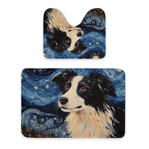 ENSFTF Bathroom Rugs Classic Oil Painting Dog Pattern Toilet Rugs U Shaped Set 2 Piece Extra Soft Flannel Contour Toilet Mats Absorbent Washable Mats 16"x20" and 24"*36" ENSFTF Bathroom Rugs Classic Oil Painting Dog Pattern Toilet Rugs U Shaped Set 2 Piece Extra Soft Flannel Contour Toilet Mats Absorbent Washable Mats 16"x20" and 24"*36" von ENSFTF