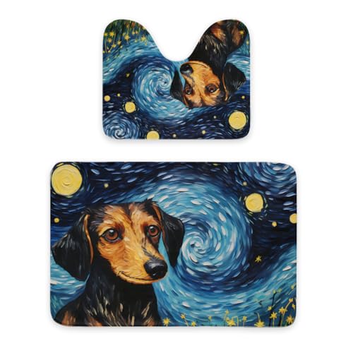ENSFTF Bathroom Rugs Classic Oil Painting Dog Pattern Toilet Rugs U Shaped Set 2 Piece Extra Soft Flannel Contour Toilet Mats Absorbent Washable Mats 16"x20" and 24"*36" ENSFTF Bathroom Rugs Classic Oil Painting Dog Pattern Toilet Rugs U Shaped Set 2 Piece Extra Soft Flannel Contour Toilet Mats Absorbent Washable Mats 16"x20" and 24"*36" von ENSFTF