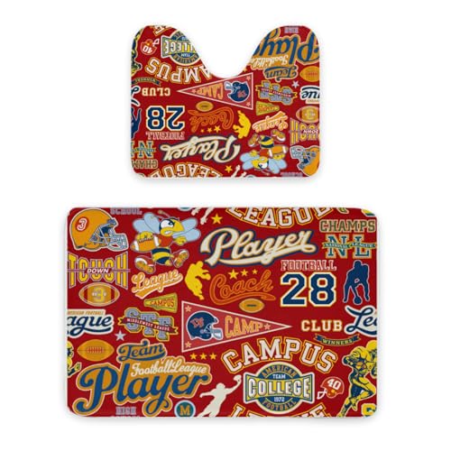 ENSFTF Bathroom Rugs Graffiti Pattern Toilet Rugs U Shaped Set 2 Piece Extra Soft Flannel Contour Toilet Mats Absorbent Washable Mats 16"x20" and 24"*36" von ENSFTF