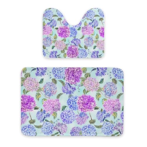 ENSFTF Bathroom Rugs Hydrangea Pattern Toilet Rugs U Shaped Set 2 Piece Extra Soft Flannel Contour Toilet Mats Absorbent Washable Mats 16"x20" and 24"*36" ENSFTF Bathroom Rugs Hydrangea Pattern Toilet Rugs U Shaped Set 2 Piece Extra Soft Flannel Contour Toilet Mats Absorbent Washable Mats 16"x20" and 24"*36" von ENSFTF