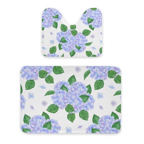 ENSFTF Bathroom Rugs Hydrangea Pattern Toilet Rugs U Shaped Set 2 Piece Extra Soft Flannel Contour Toilet Mats Absorbent Washable Mats 16"x20" and 24"*36" ENSFTF Bathroom Rugs Hydrangea Pattern Toilet Rugs U Shaped Set 2 Piece Extra Soft Flannel Contour Toilet Mats Absorbent Washable Mats 16"x20" and 24"*36" von ENSFTF
