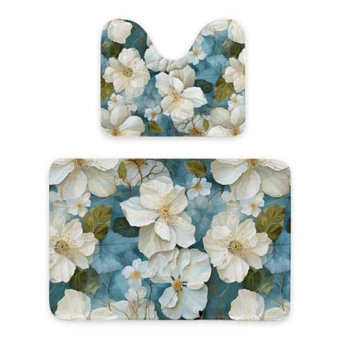 ENSFTF Bathroom Rugs Hydrangea Pattern Toilet Rugs U Shaped Set 2 Piece Extra Soft Flannel Contour Toilet Mats Absorbent Washable Mats 16"x20" and 24"*36" ENSFTF Bathroom Rugs Hydrangea Pattern Toilet Rugs U Shaped Set 2 Piece Extra Soft Flannel Contour Toilet Mats Absorbent Washable Mats 16"x20" and 24"*36" von ENSFTF