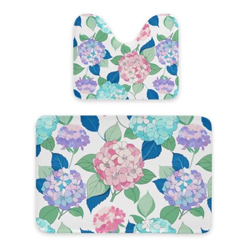 ENSFTF Bathroom Rugs Hydrangea Pattern Toilet Rugs U Shaped Set 2 Piece Extra Soft Flannel Contour Toilet Mats Absorbent Washable Mats 16"x20" and 24"*36" ENSFTF Bathroom Rugs Hydrangea Pattern Toilet Rugs U Shaped Set 2 Piece Extra Soft Flannel Contour Toilet Mats Absorbent Washable Mats 16"x20" and 24"*36" von ENSFTF