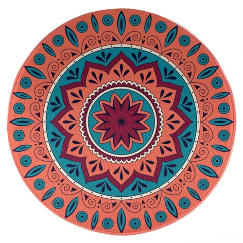 ENSFTF Living Room Rug Classic Mandala Pattern Round Modern Short Pile Extra Soft Easy Care Rug for Bedroom, Kitchen and Dining Room Size: 150 cm von ENSFTF
