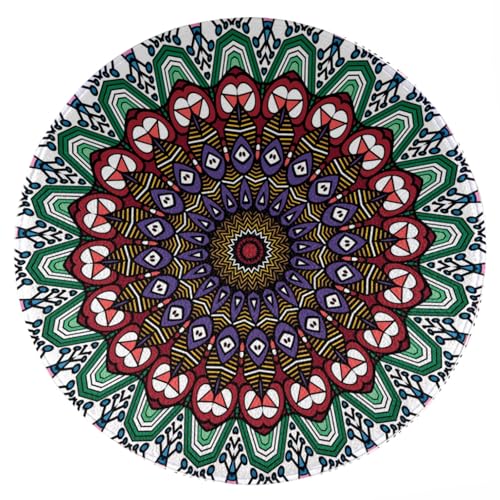 ENSFTF Living Room Rug Classic Mandala Pattern Round Modern Short Pile Extra Soft Easy Care Rug for Bedroom, Kitchen and Dining Room Size: 150 cm von ENSFTF