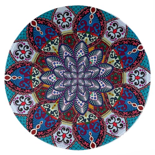 ENSFTF Living Room Rug Classic Mandala Pattern Round Modern Short Pile Extra Soft Easy Care Rug for Bedroom, Kitchen and Dining Room Size: 150 cm von ENSFTF