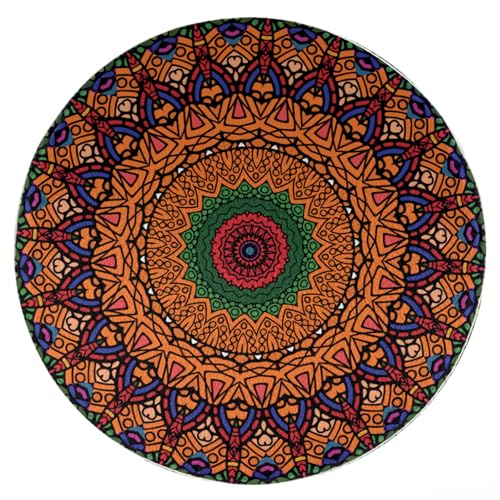 ENSFTF Living Room Rug Classic Mandala Pattern Round Modern Short Pile Extra Soft Easy Care Rug for Bedroom, Kitchen and Dining Room Size: 150 cm von ENSFTF
