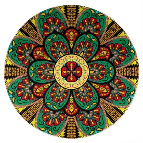 ENSFTF Living Room Rug Classic Mandala Pattern Round Modern Short Pile Extra Soft Easy Care Rug for Bedroom, Kitchen and Dining Room Size: 150 cm von ENSFTF