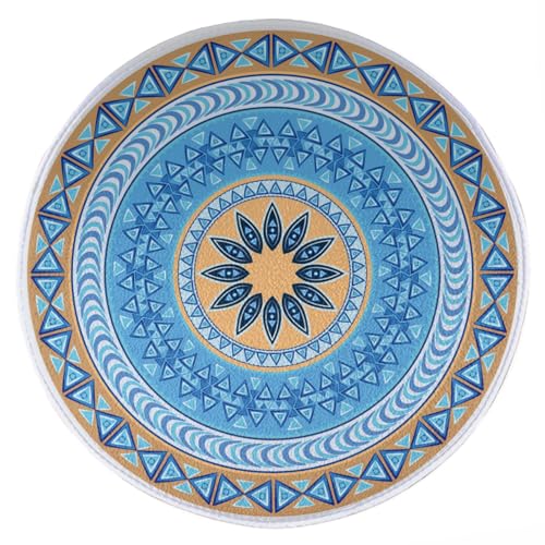 ENSFTF Living Room Rug Classic Mandala Pattern Round Modern Short Pile Extra Soft Easy Care Rug for Bedroom, Kitchen and Dining Room Size: 150 cm von ENSFTF